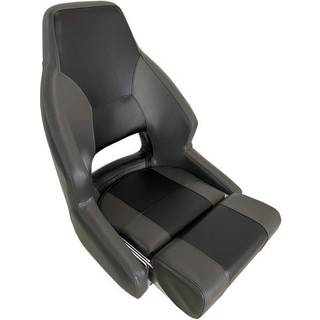 ESM RM52 Styrestol m/flip-up puf marinevinyl, mørkegrå/sort