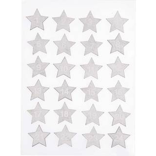 Holzsticker Adventskalender Sterne 1-24 - Silber