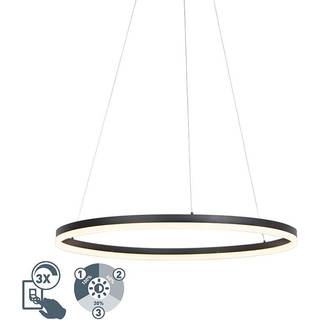Design pendellampe sort 80 cm inkl. LED 3-trins dæmpbar - Anello