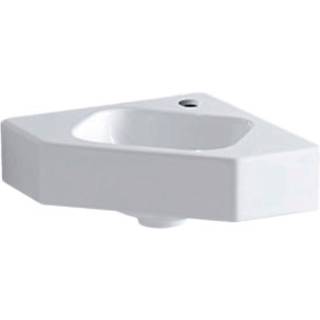 Geberit iCon hjørnehåndvask: B=46cm, T=33cm, Hanehul=Midtpå, Overløb=Uden, Hvid / KeraTect