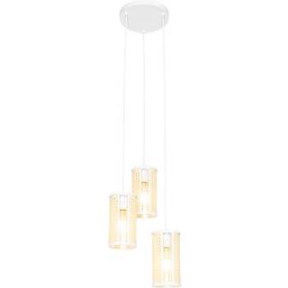 Oriental pendellampe hvid med rattan 3-lys rund - Akira