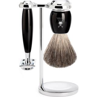 Mühle barbersæt med DE-skraber, Barberkost og Holder, Vivo, Sort Kunstharpiks
