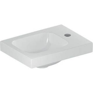 Geberit iCon Light håndvask: Hvid / KeraTect, B=38cm, H=13cm, T=28cm, Hanehul=Til højre, Overløb=Uden, Opbevaringsflade=Til højre