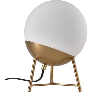 Chelsea Bordlampe - Bordlampe, Hvid Glas, Messingfarvet Fatning Og Ben, Kugleformet, Ø20 Cm