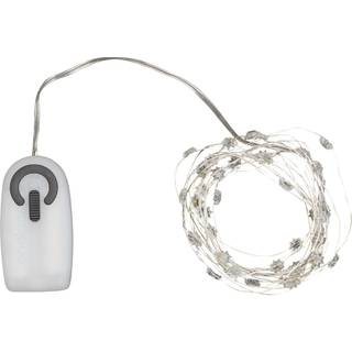 Silke miniblomst 40 lys med timer, Klar/Sølv