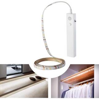 V-Tac 2,4W/m stænktæt LED strip - 1m, 6V, IP65, PIR sensor, batteri, 30 LED pr. meter - Kulør : Varm