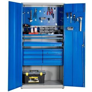 Værktøjsskab GBP 1020x540x2000mm med indretning, RAL9002/5005