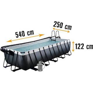EXIT Black Leather pool 540x250x122cm med dome og sandfilterpumpe - sort