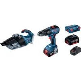 BOSCH Sæt med 18V Bore-/skruemaskine (GSB 18V-50) 18V, 50Nm + Batteridrevet støvsuger (GAS 18V-1) 18V +2x batterier Li-Ion, 18V, 5Ah + oplader + L-Boxx