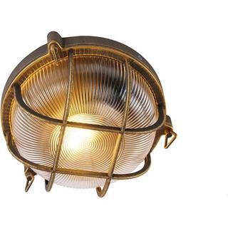 Væg- og loftslampe guld/messing rund IP44 - Noutica