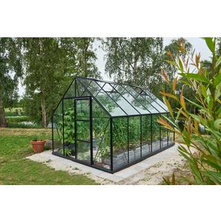 Halls Universal 128 drivhus 9,9 m², alu, 3 mm glas inkl. fundament