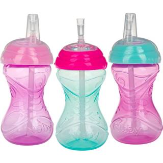 Nuby 3 stykker no-spill let greb cup med flex halm clik det l?s funktion pige 10 ounce