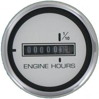 Timetæller Veethree Lido, dugfri, Ø52 mm, 12 V, sølv/hvid, 10000 timer