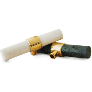 Klong Baton Damper Handle Green Marble - Knopper & Beslag Messing Grøn - 30102G