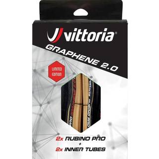 Cykeldæk Vittoria Rubino Pro G2 2-stk dæk + 2-stk slanger 25-622 (700x25) skinwall/sort