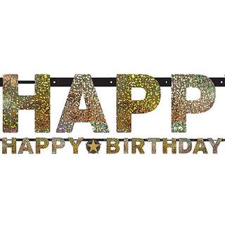 Happy Birthday banner 2,13 m. - Guld