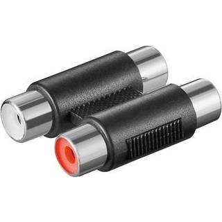 Stereo phono forlængeradapter (2x Phono RCA hun - hun), sort | PRIS-MATCH