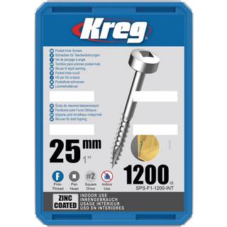 Kreg SPS-F1-1200-INT Skrue 25 mm Ø, galvaniseret, Pan Head 1200-pak