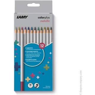 Lamy ColorPlus Metallic Coloring Pencils 506 S?t med 12: Foldningskasse med 12 farvede blyanter lavet af fast basswood med ergonomisk trekantform