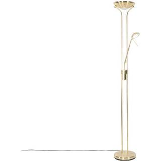 Moderne standerlampe messing med læselampe inkl. LED dæmpet til at varme - Diva