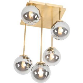 Moderne loftslampe guld 5-lys med røgglas - Athen