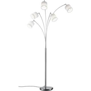 Tommy gulvlampe, nikkel/hvid, højde 200 cm, 5-lys, stof