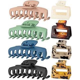 Store hårklip hår klo til tyk hår lolalet 4,3 tommer stor ikke -slip banan kæbe klip med 4 pakke 2 lille firkantet hårklemme til kvinder piger ty