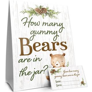 Distinctivs G?t hvor mange gummy Bears Woodland Baby Shower Game (Sign with Cards)
