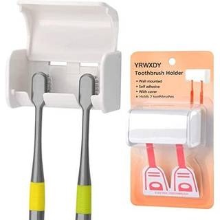 Yrwxdy tandb?rsteholder v?gmonteret med d?ksel selvkl?bende tandb?rster Holder Perfect til sovesal og bruser indeholder 2 tandb?rster