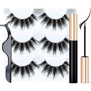 Sikkis Magnetic Eyelashes with Eyeliner - Magnetic Eyeliner and Lashes Kit 5D Faux Mink Lashes Eyelashes Lange genanvendelige falske vipper (3 pa
