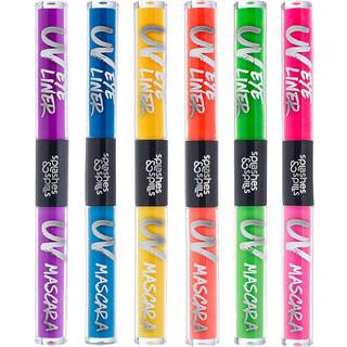 UV Blacklight Glow Eyeliner og Mascara Duo - 6 Color Variety Pack 6ml - Dag eller Night Stage Clubbing eller kostume Makeup af Splashes & Spills