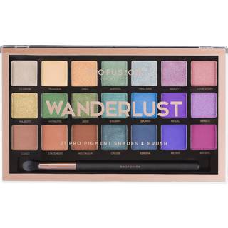 Profusion Cosmetics Wanderlust 21 nuancer øjenskyggepalette kollektion og pensel - endeløse looks til enhver lejlighed