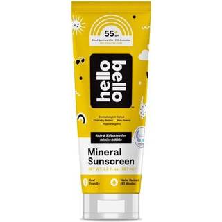 Hello Bello Mineral SPF 55+ solcreme med præbiotika, vandfast og korallvenlig (ikke-nano zinkoxid) til babyer og børn, ca. 88 ml