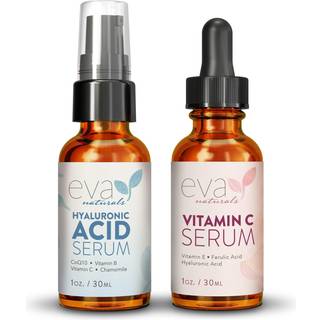 Eva Naturals Hydrate & Brighten Bundle: hyaluronsyre serum + 20% C-vitamin serum til dyb fugt, glød og fyldig hud
