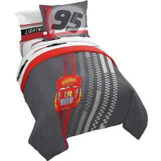 Disney Pixar Cars Race Ready 5-delt enkeltsenges?t - Inkluderer dyne- og lagners?t - Senget?jsfunktioner Lightning McQueen - Superbl?dt faderesis