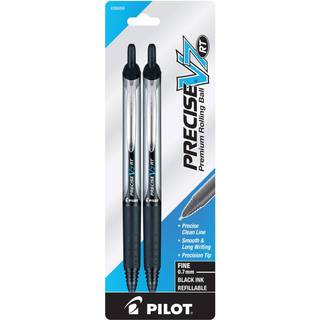 Pilot Pr?cise V7 RT Genopfyldelig og udtr?kkelig flydende bl?k Rullende kuglepenne Fine Point (0,7 mm) Sort bl?k 2-pack (26056)