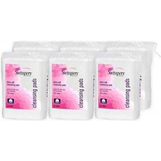 Swisspers Premium Facial Cleansing Pad 100% bomuld ultra bl?d ekstra store 50 hvide puder pr. Reclosable taske 6 poser (300 puder i alt)