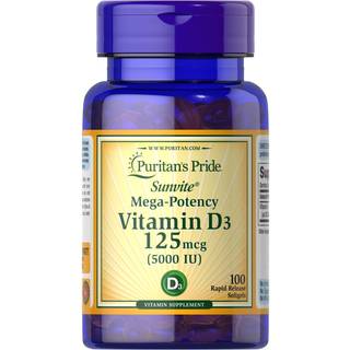 Mega-stærk Vitamin D3, 125 mcg - 100 bløde kapsler