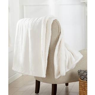 Sherpa fleece og fl?jls plys kast t?ppe optisk hvidt tyk t?ppe til stolesofa eller seng. Varm reversibel bl?d fleece kast t?ppe. Kinsley Collecti