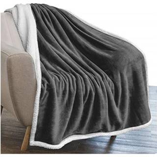 Pavilia m?rkegr? sherpa fleece kast t?ppe til sofa bl?dt tyk seng t?ppe til sofa hyggeligt varmt kast t?ppe hele s?son fuzzy plys vinter t?ppe ku