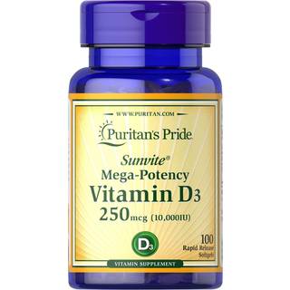 Mega-Potent Vitamin D3, 250mcg - 100 bløde kapsler