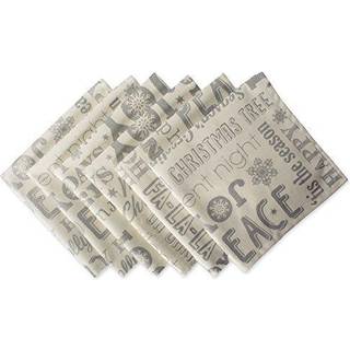 DII Holiday Spisebord Linned Metallisk stof Køkken D? Cor Julet serviet sæt 20x20 Silver Holiday Collage 6 Piece