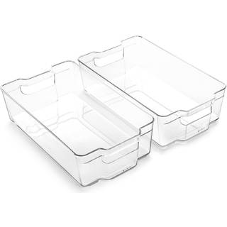 Bino | Stackable Storage Bins X -Large - 2 Pack | Stablerkollektionen | Klar plast | Indbygget h?ndtag | BPA-fri | Containere til organisering af