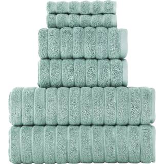 Klassiske tyrkiske h?ndkl?der Luksus 6 stykker h?ndkl?de s?t - 2 badeh?ndkl?der 2 h?ndkl?der 2 vaskeklud Jacquard ribbed absorberende 100% tyrkis