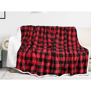 Catalonia buffalo plaid sherpa kast t?ppe r?d sort rutet ferie kast til sofa sofa kabinedekor bl?d varm komfortabel fuzzy snuggle 80x60 tommer ju