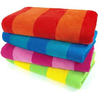 Ben Kaufman 100% bomuldsvelour h?ndkl?der - Store bomuldsh?ndkl?der - bl?d og absorberende - Assorterede stribede farver - 30? x 60? - 4 pakke