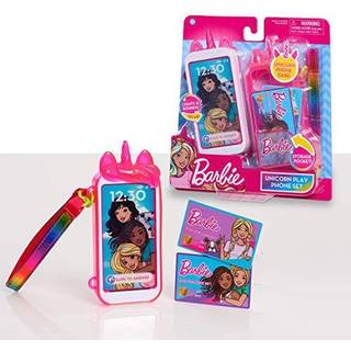 Barbie Unicorn Spela telefonuppsättning med lampor och ljud enhörningstelefonfodral och armbandslekbil mobiltelefon för barn av bara spela rosa