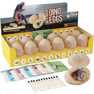 P?skegrav et dusin Dino Egg Dig Kit til b?rn - Dinosaur Toys Gave 3-12 ?r gammel - 12 ?g og overraskelsesdinosaurier - Videnskabsstamaktiviteter