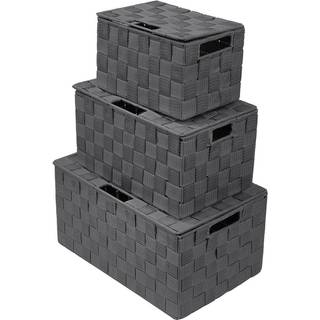 Sorbus s?t med 3 opbevaringskurve til organisering med l?g mesh h?ndv?vet kurv linned skabsarrang?rer og opbevaringsarrang?r opbevaringskurve til