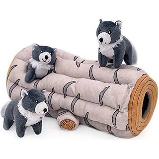 Zippypaws Burrow Woodland Friends Arctic Wolf Log - Interactive Dog Legetøj til kedsomhed - Skjul og søg hundelegetøj Farverig Squeaky Dog Toys F